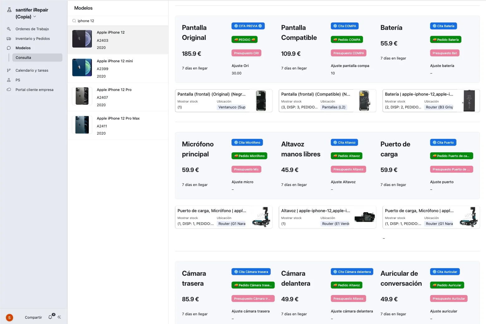 Catálogo de modelos en Airtable