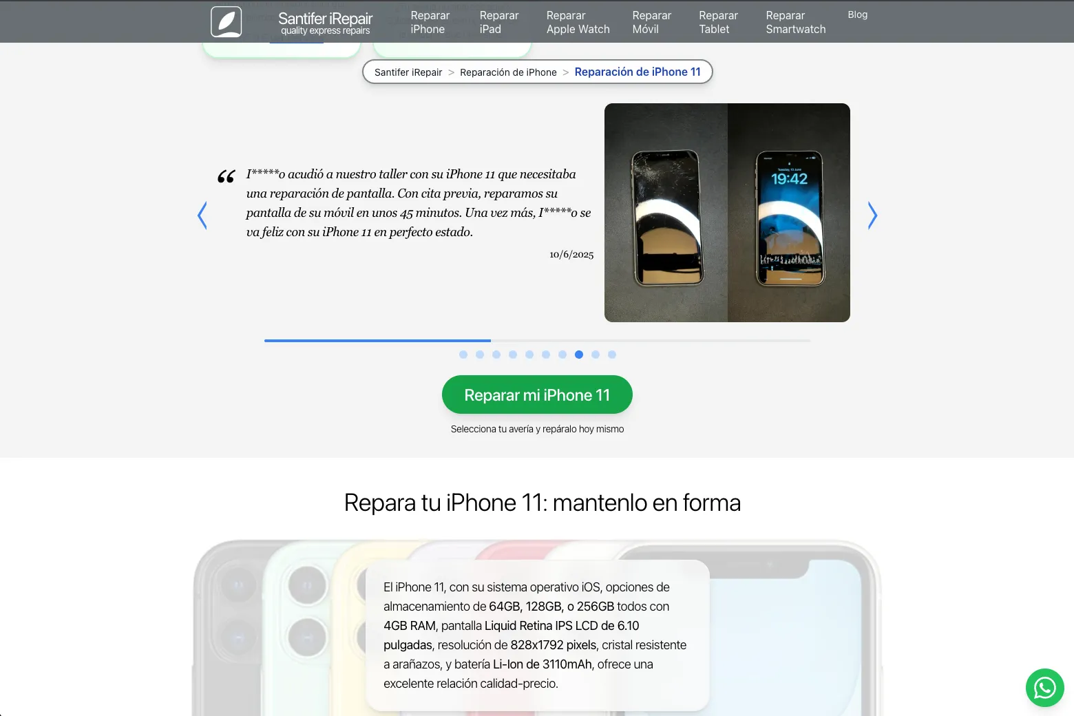 Before/after de reparaciones reales