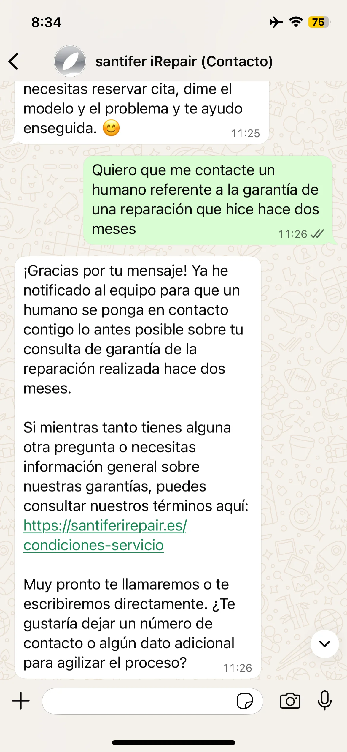 HITL: reclamación de garantía → escalada inmediata al equipo humano