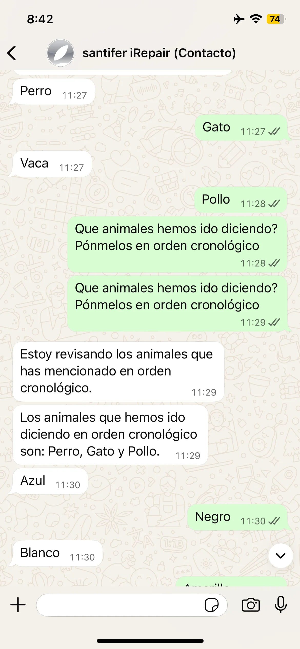 Test de memoria: Perro, Gato, Elefante — Jacobo recuerda los tres