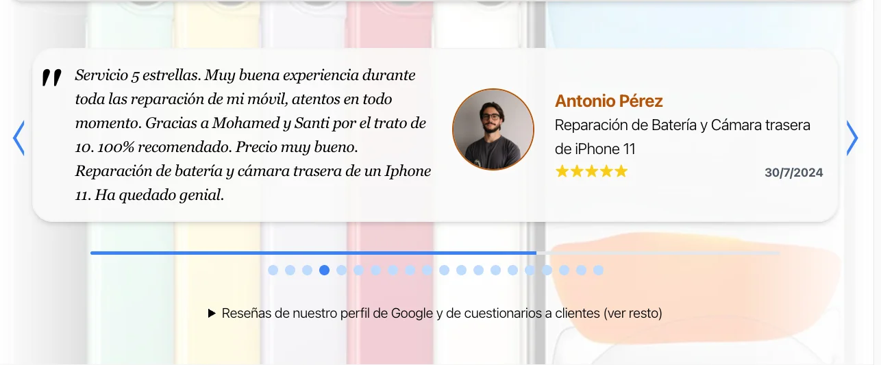 Carrusel CRO de reseñas reales 1/5