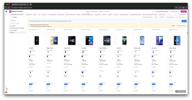 Pipeline de imágenes en Airtable