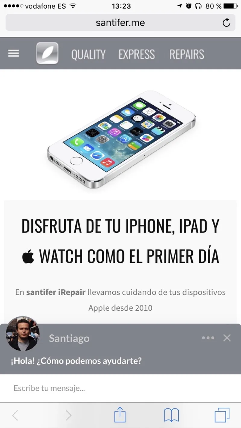 santifer.me en Squarespace: homepage móvil