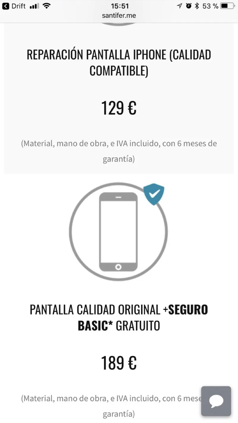 santifer.me en Squarespace: página de precios con iconos genéricos